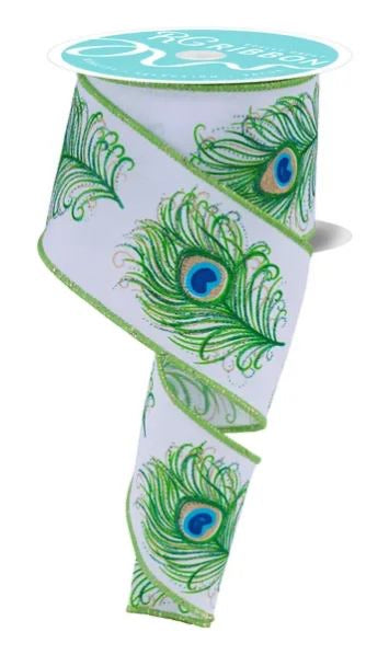 Wired Peacock Ribbon- 2.5”x10 Yards