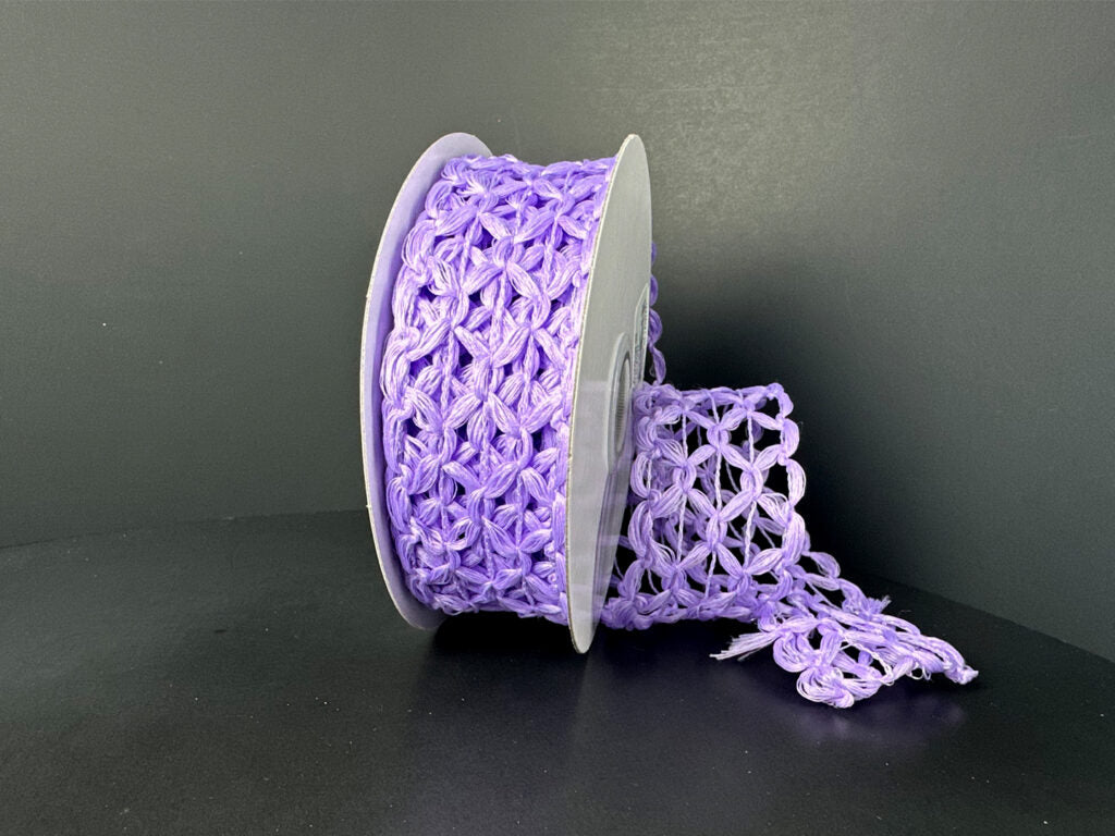 10 Yards - 1.5” Wired Lavender Hexagon Open Weave Ribbon - Netting Ribbon
