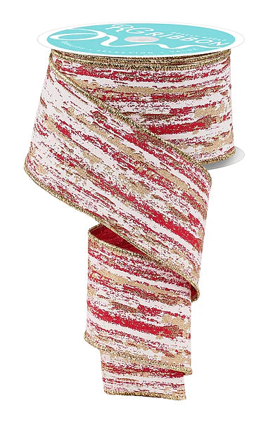 Wired Glitter with Metallic Streaks Ribbon- 2.5”x10 Yards