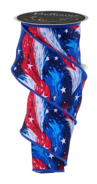 Wired Patriotic Stars and Stripes Ribbon-2.5”x10 Yards