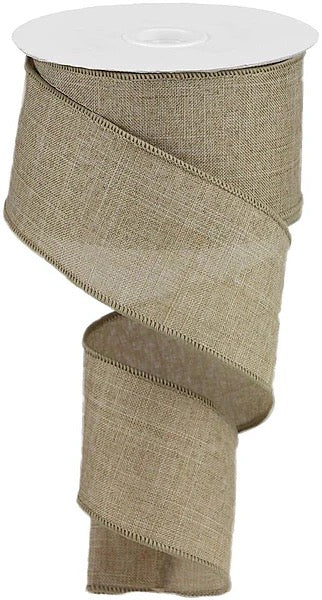 Wired Solid Natural Ribbon- 2.5”x10 Yards