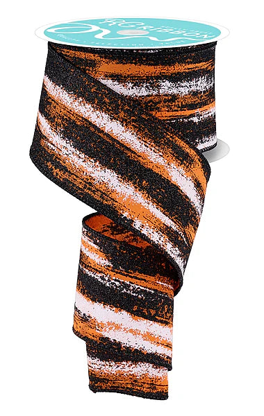 Wired Glitter Paint Strokes Ribbon- 2.5” x10 Yards