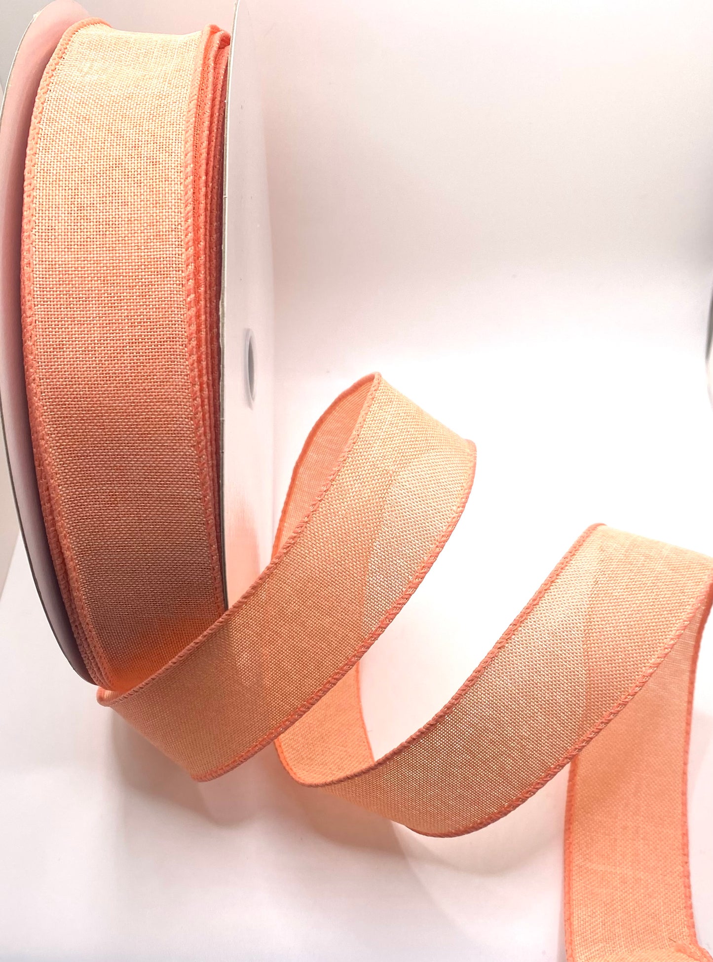50 Yards - 1.5” Wired Coral Linen Ribbon