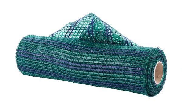 Hunter Green/ Navy Blue Horizontal Wide Stripe Mesh- 10 inch x 10 Yards