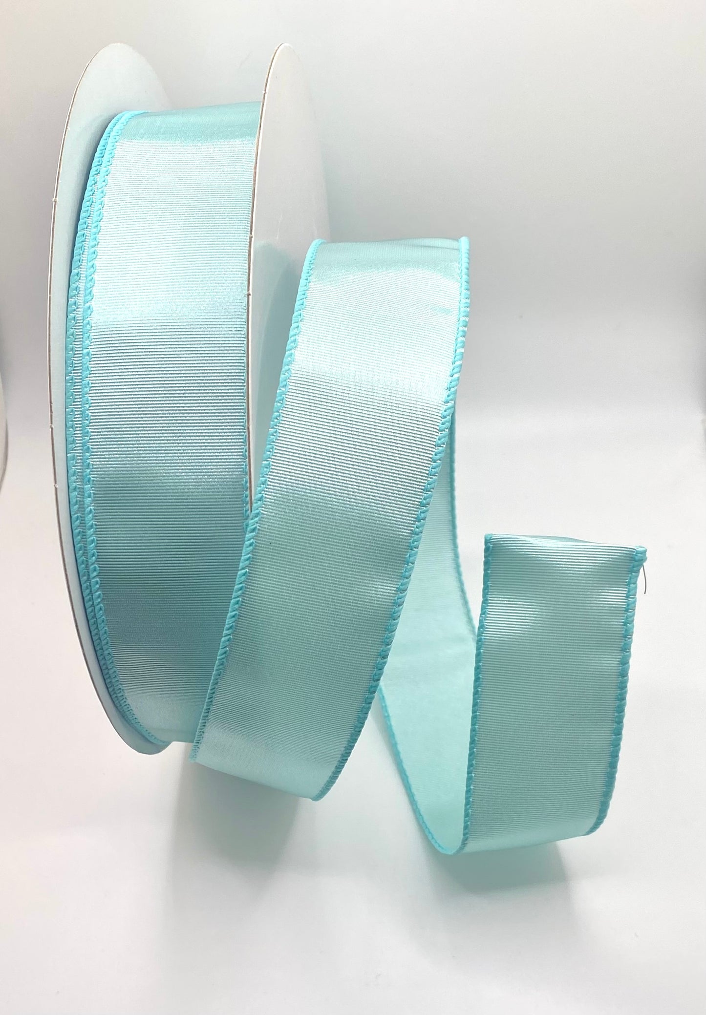 50 Yards - 1.5” Wired Light Aqua Ribbed Satin Ribbon