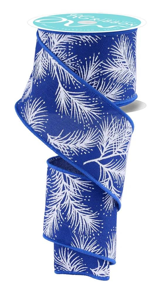 Wired Blue Glitter Pine Ribbon- 2.5”x10 Yards