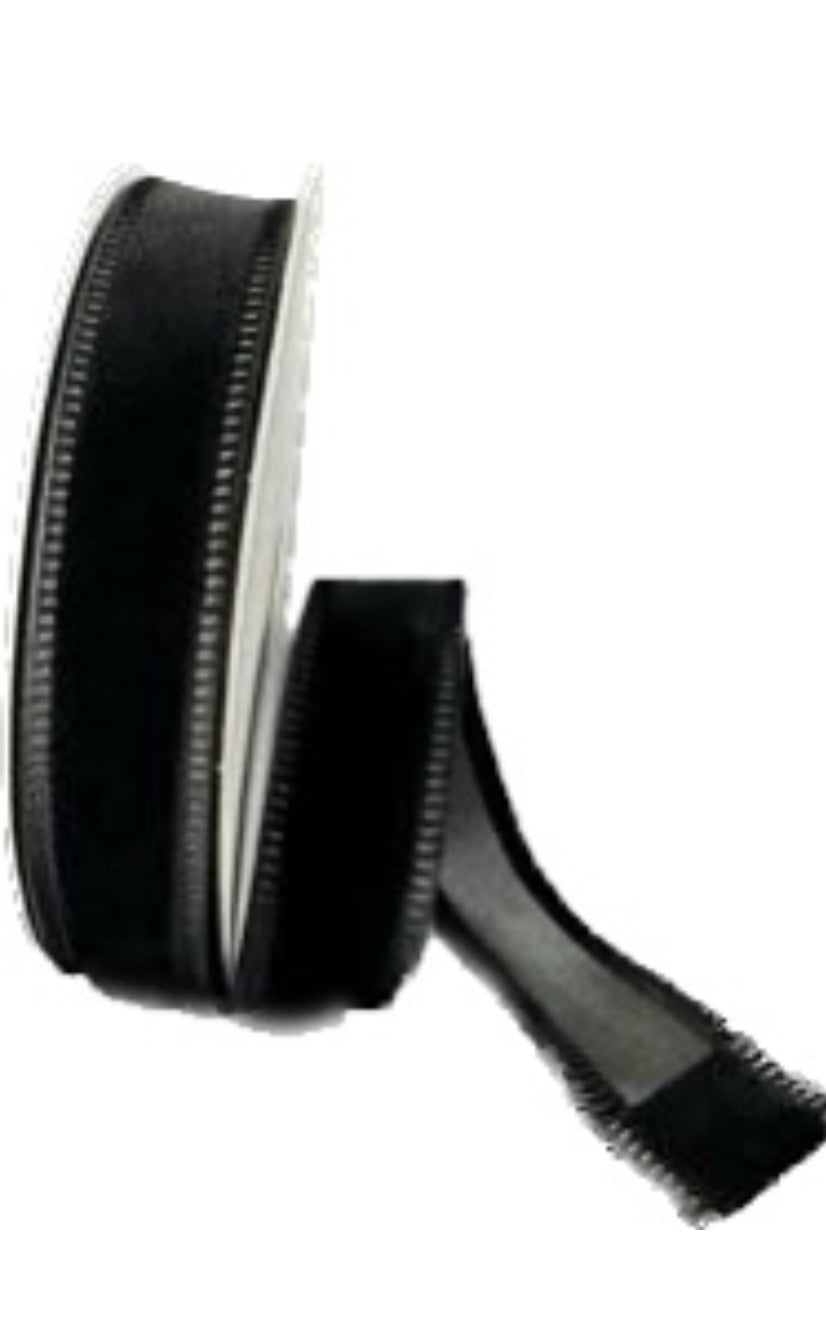 Wired Black Velvet Ribbon-7/8”x10 Yards