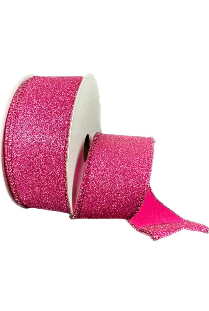Wired Pink Glitter Ribbon- 1.5”x10 Yards