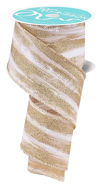 Wired Glitter Paint Strokes Ribbon- 2.5” x10 Yards