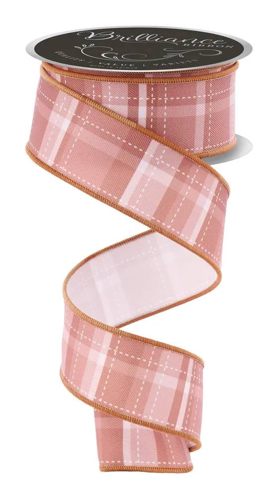 Wired Multi Color Dashed Plaid Ribbon- 1.5”x10 Yards