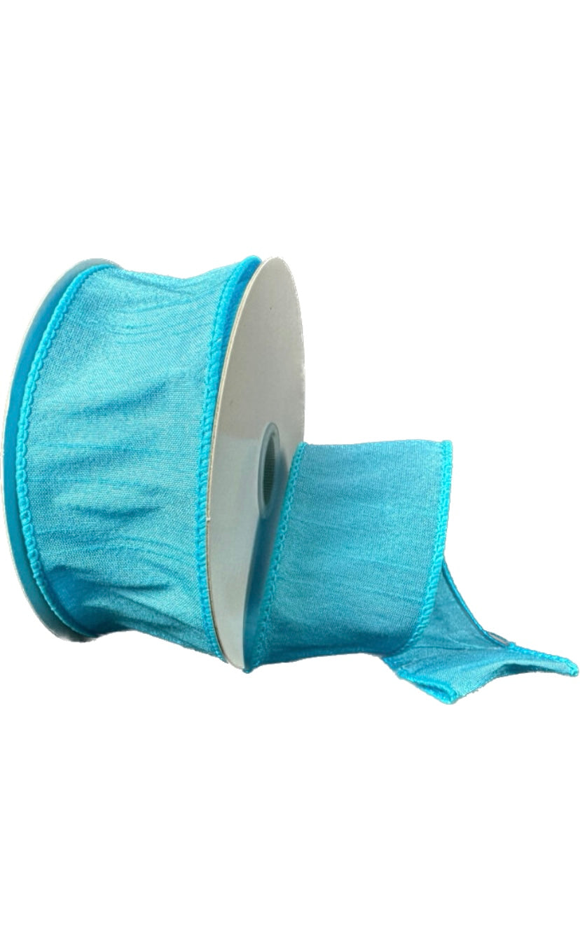 10 Yards - 1.5” Wired Aqua Faux Dupioni Ribbon