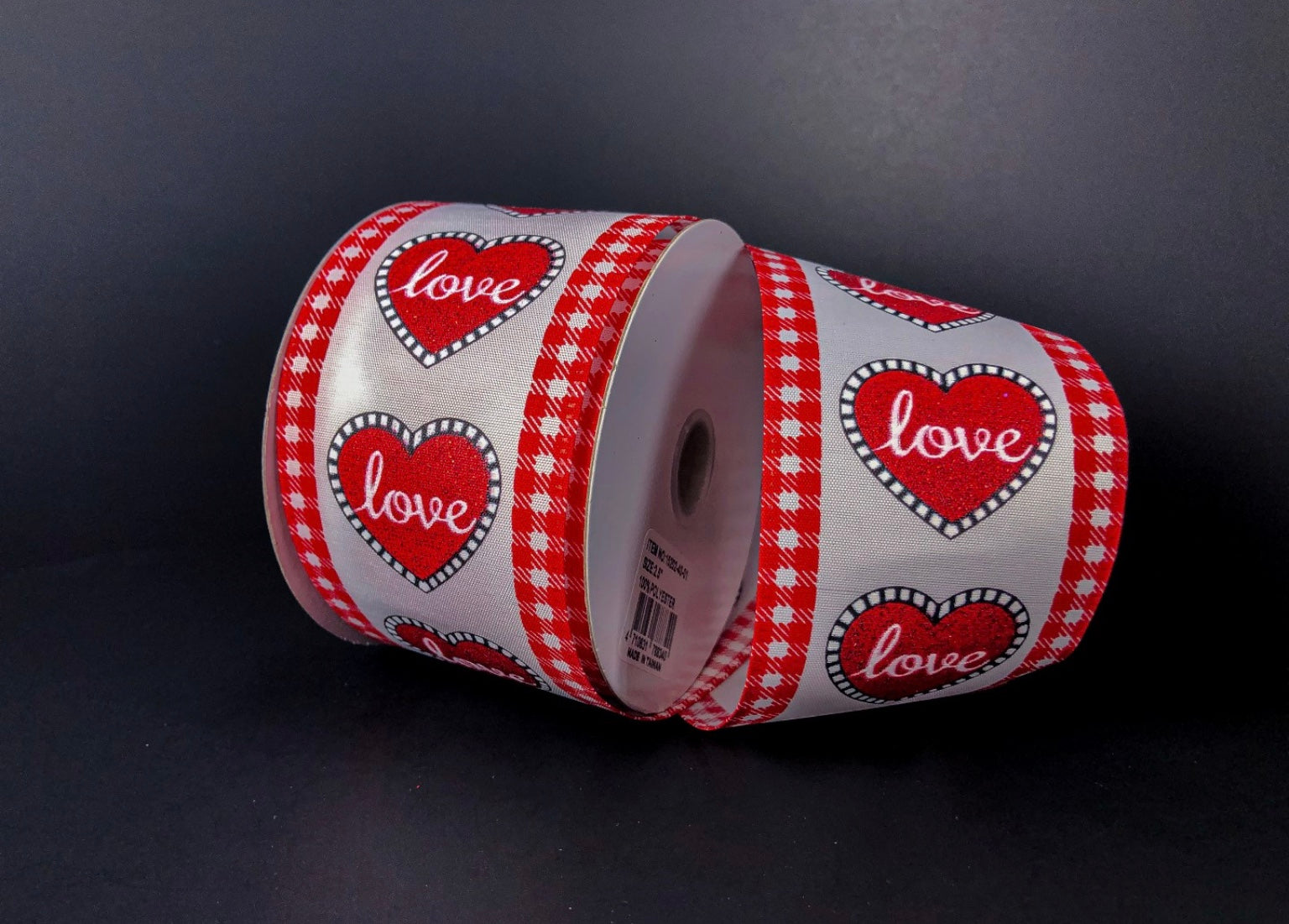 10 Yards - 2.5” Wired White Background Valentine Love Heart Ribbon wit –  foxwreathsupplies