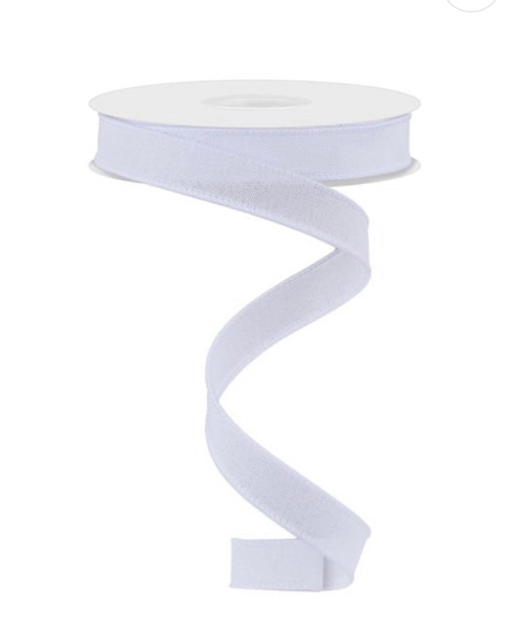 Wired White Faux Burlap Ribbon-5/8”x10 Yards
