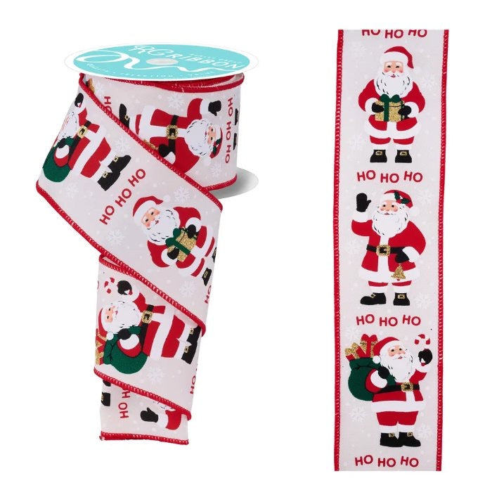 Wired Ho Ho Ho Santa Ribbon-2.5”x10 Yards