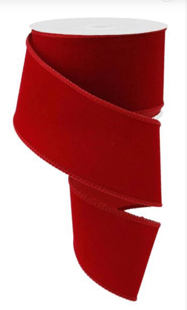 Wired Red Outdoor Velvet Ribbon- 2.5”x10 Yards