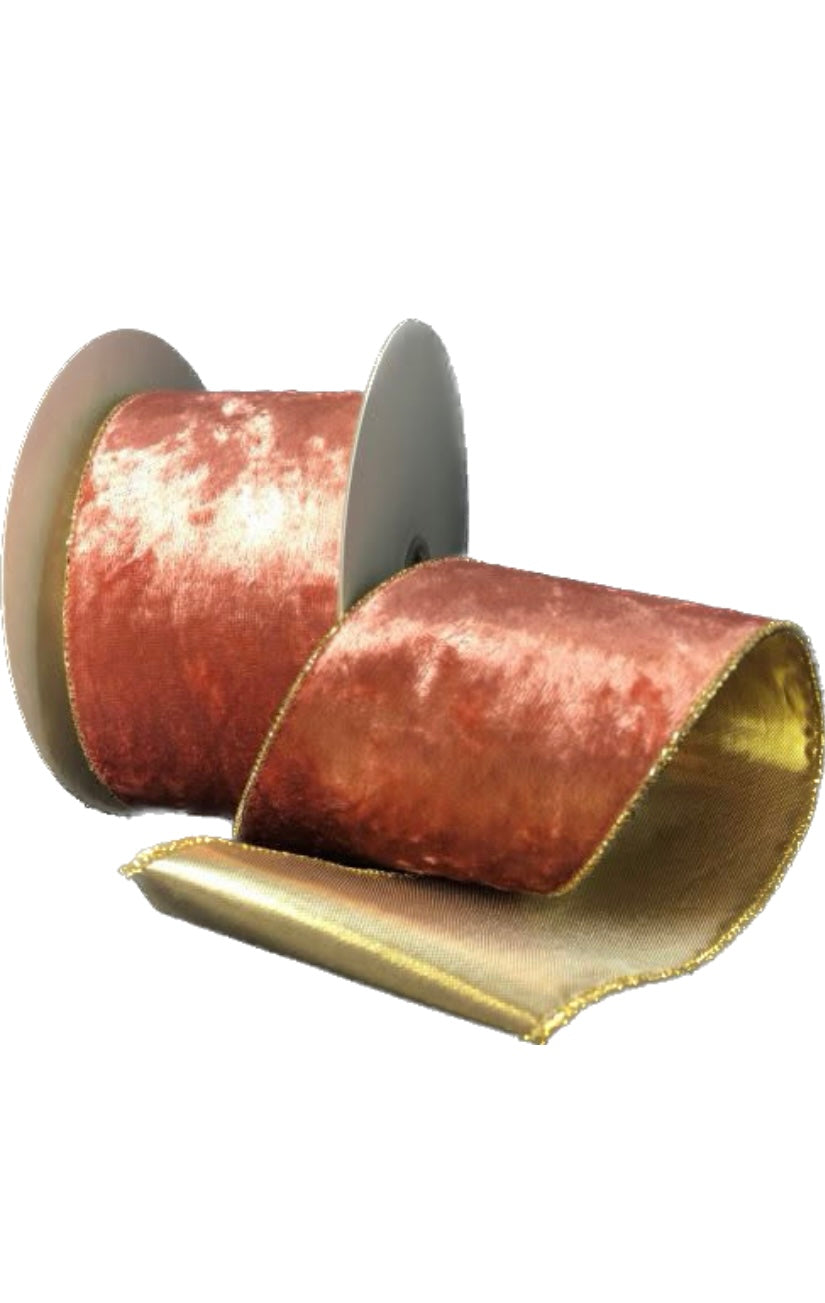 Wired Dark Mauve Crushed Velvet Ribbon-2.5”x10 Yards