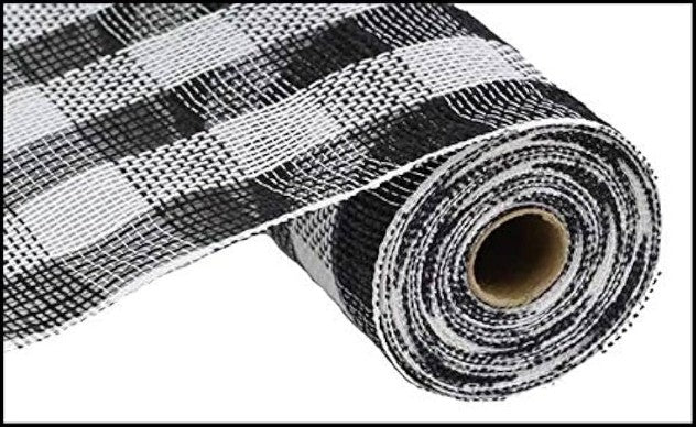 Fiber/Faux Black with White Check Fabric Mesh- 10.5 inch x 10 Yards