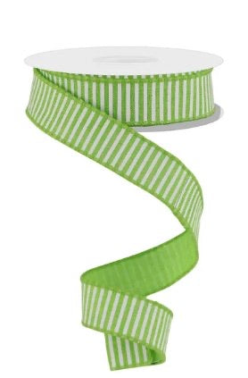 Wired Lime and White Horizontal Stripe Ribbon- 7/8”x10 Yards