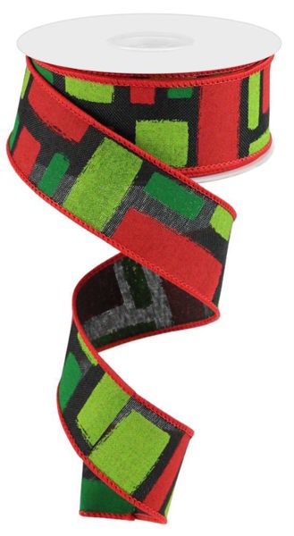 10 Yards - 1.5” Wired Black, Red, and Green Brushstroke Dot Ribbon - Juneteenth Inspired Ribbon