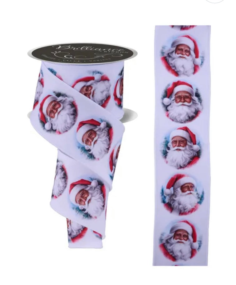 Wired Santa Ribbon- 2.5”x10 Yards