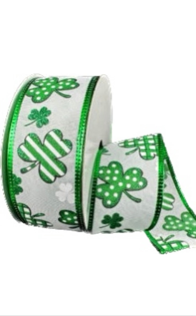 Wired Clovers St Patrick's Day Ribbon-1.5”x 10 Yards