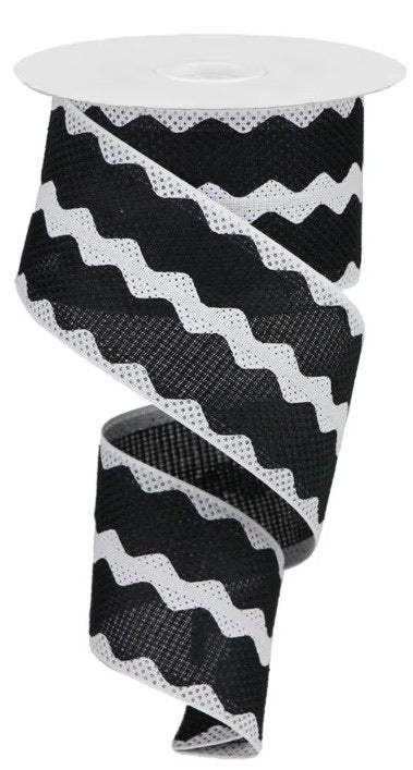 Wired Black and White Ric Rac Ribbon-2.5”x10 Yards