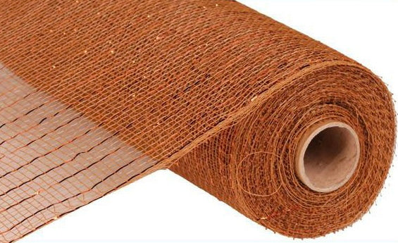 10 inch x 10 Yards Brown with Copper Foil Metallic Mesh