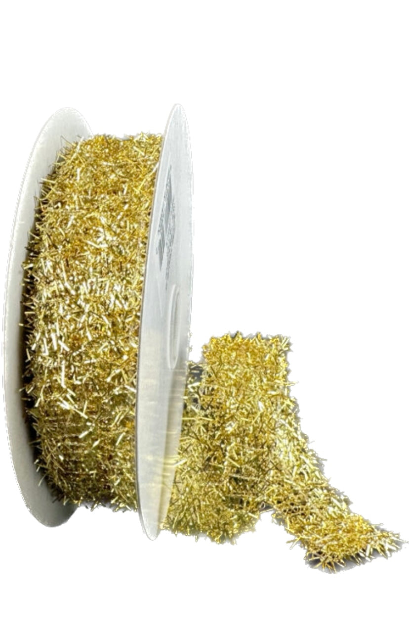 Wired Gold Long Confetti Metallic Ribbon-7/8”x10 Yards