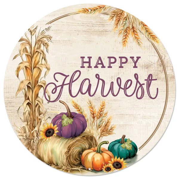 Happy Harvest Wreath Sign-12” Round