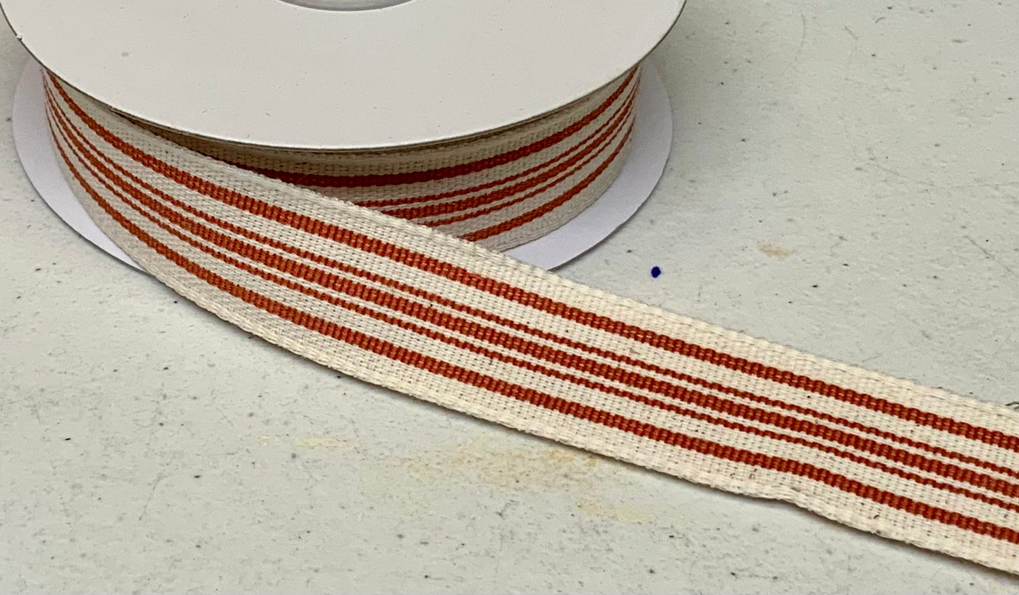 Wired Ivory Rust Woven French Stripes Ribbon- 7/8”x10 Yards