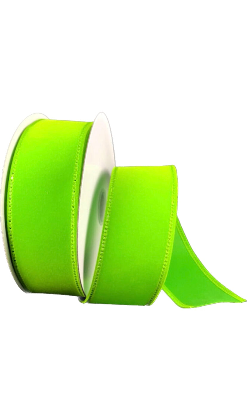 Wired Lime Flat Velvet Ribbon- 1.5”x10 Yards