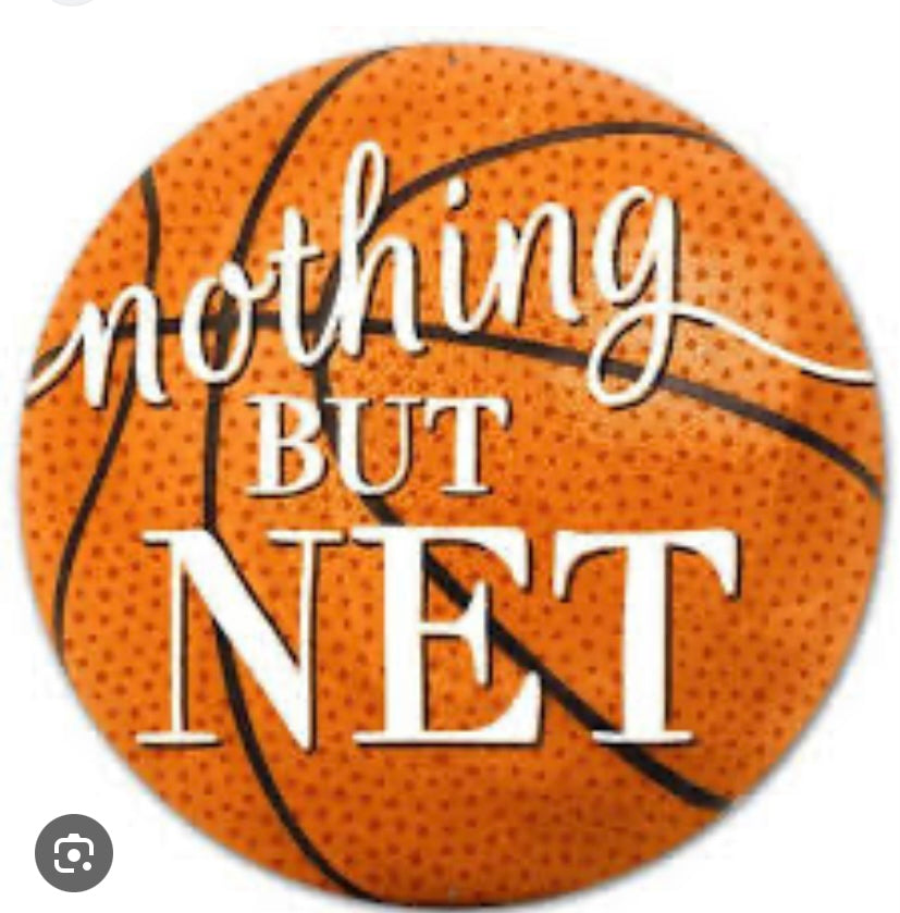 12” Round Nothing But Net Basketball Wreath Sign