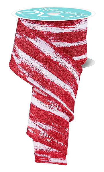 Wired Glitter Paint Strokes Ribbon- 2.5”x10 Yards