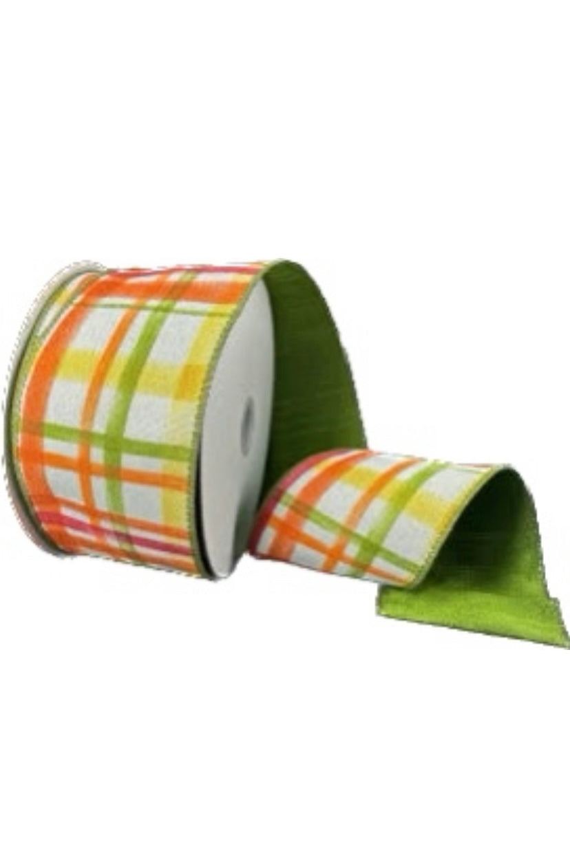 Wired Fall Multicolor Plaid Ribbon- 2.5x10 Yards