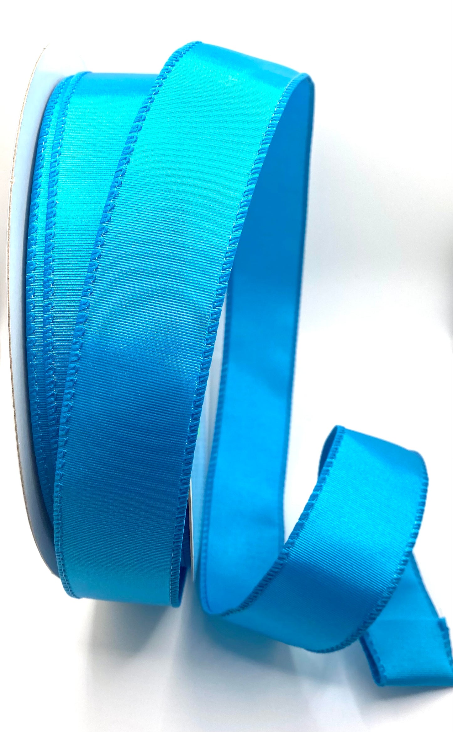 50 Yards - 1.5” Wired Turquoise Ribbed Satin Ribbon