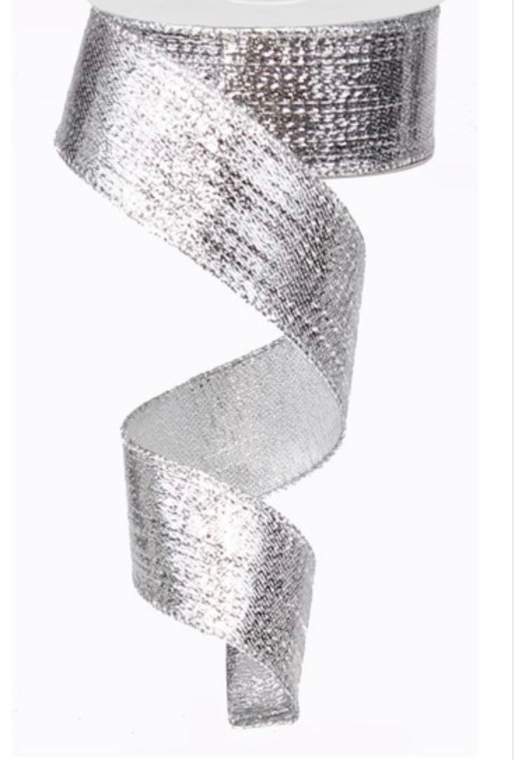 Wired Silver Metallic Ribbon- 1.5”x50 Yards