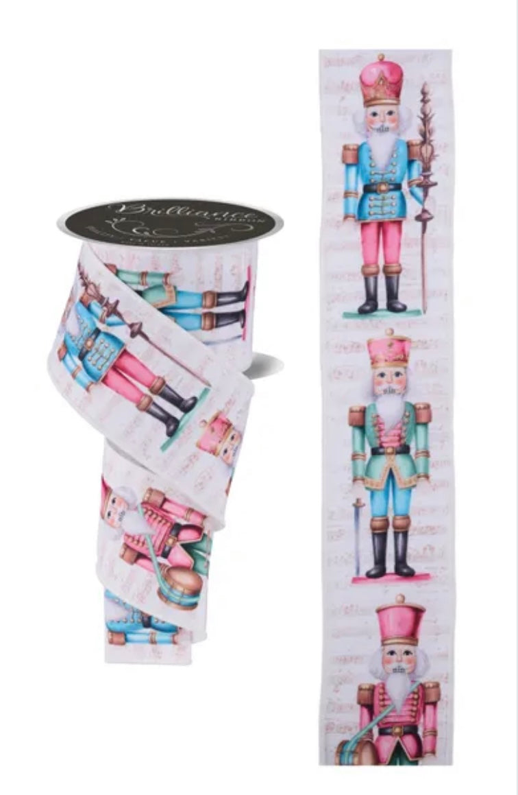 Wired Nutcracker with Music Note Ribbon- 2.5”x10 Yards