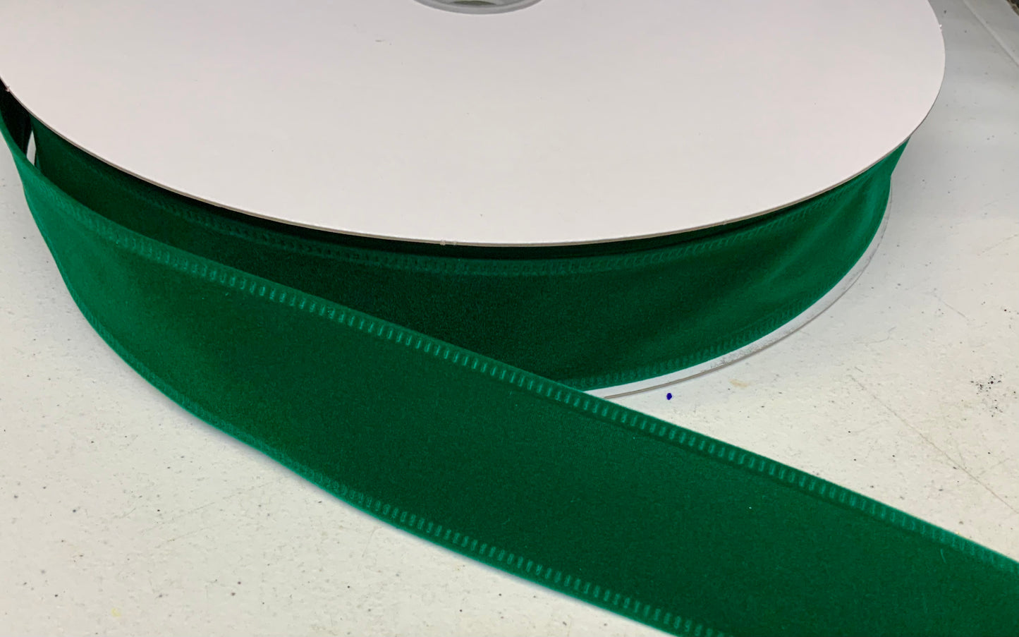 Wired Hunter Green Velvet Ribbon-1.5”x50 Yards