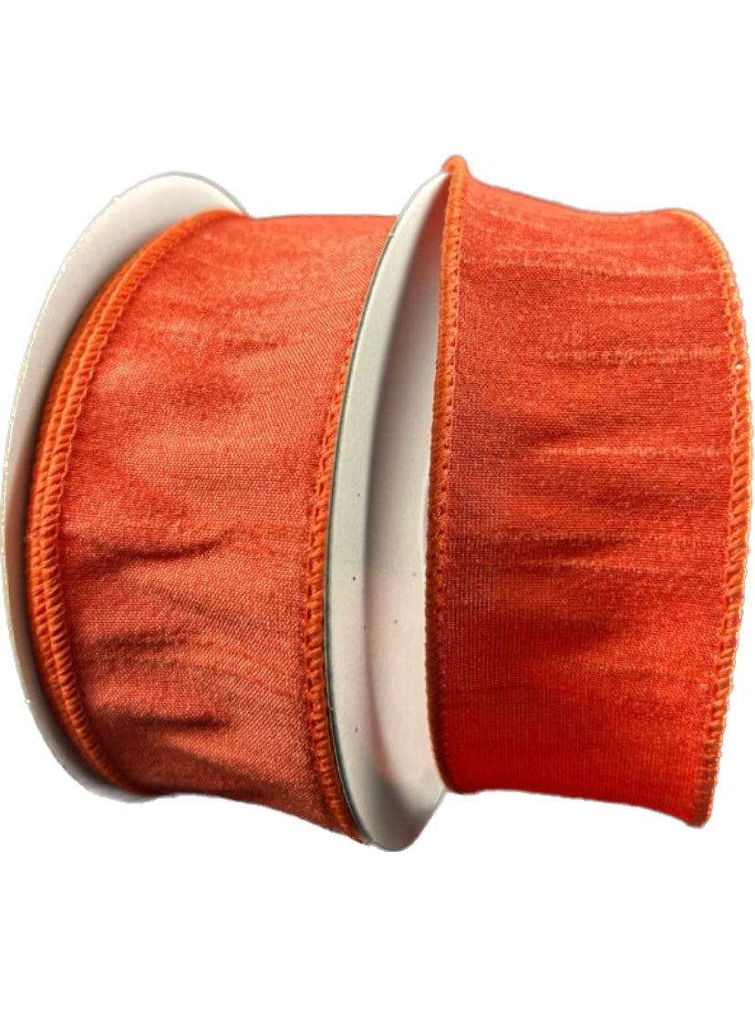 Wired Orange Faux Dupioni Ribbon- 1.5”x10 Yards