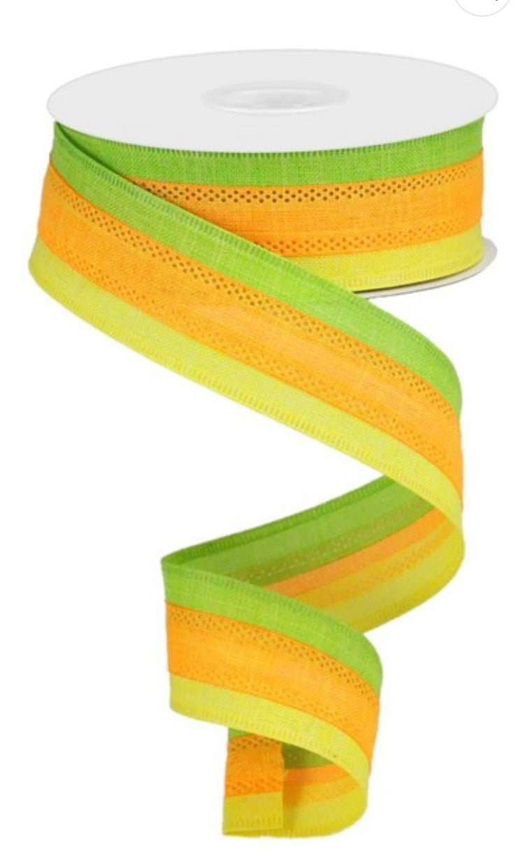10 Yards - 1.5" Green, Orange, Yellow Ribbon