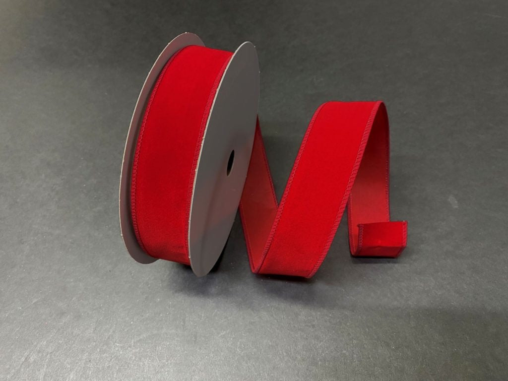 Wired Christmas Red Velvet Ribbon- 1.5”x25 Yards