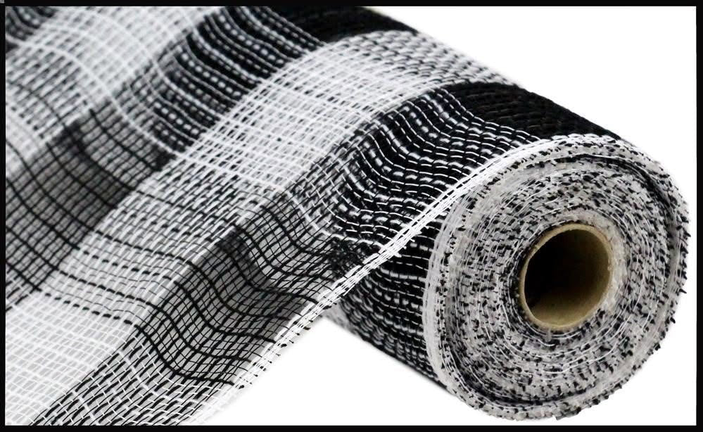 Black with White Check Fabric Mesh- 10.5 inch x 10 Yards