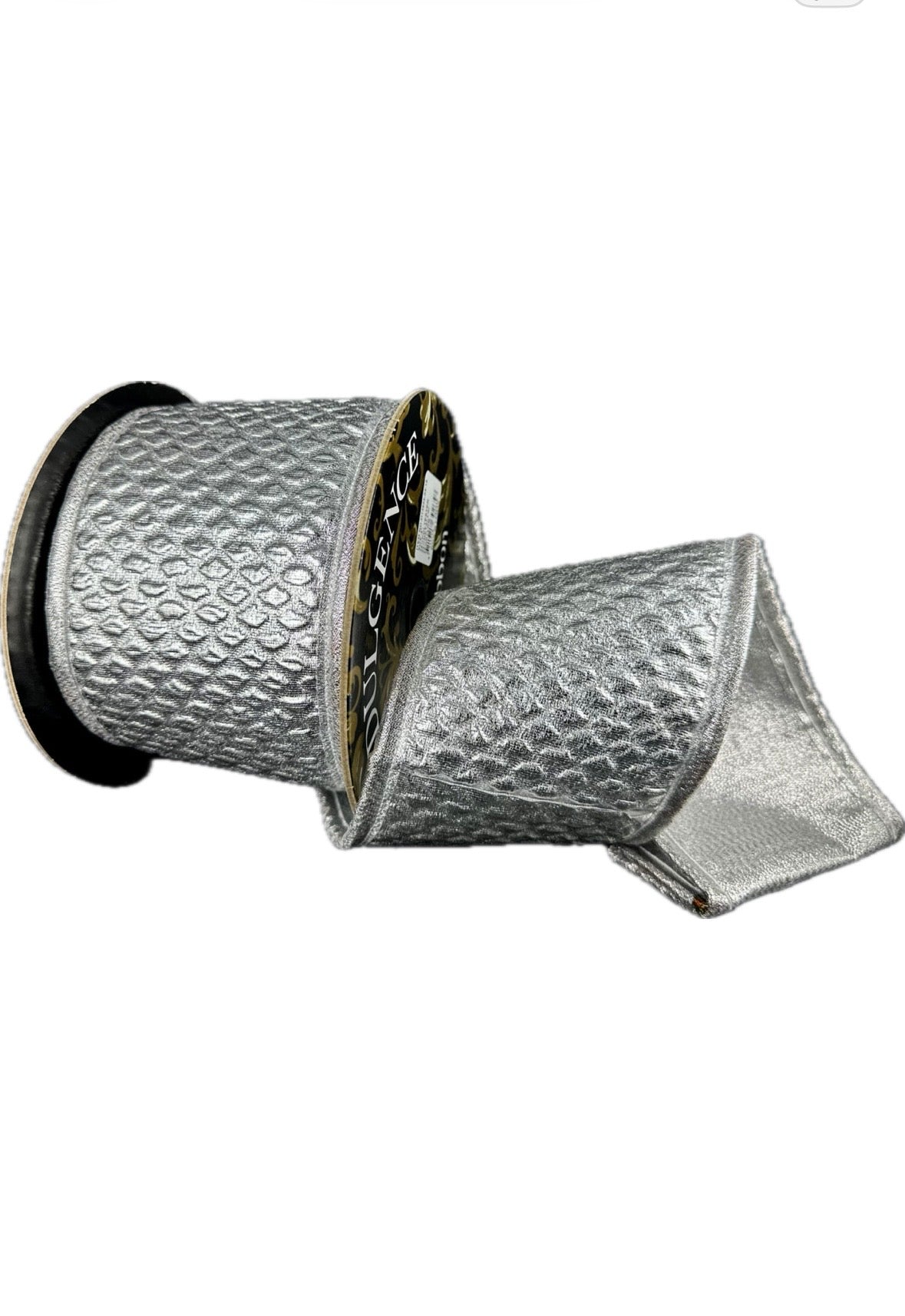 Wired Silver Scale Metallic/Silver Back/Puffy Edge Ribbon- 4”x5” Yards