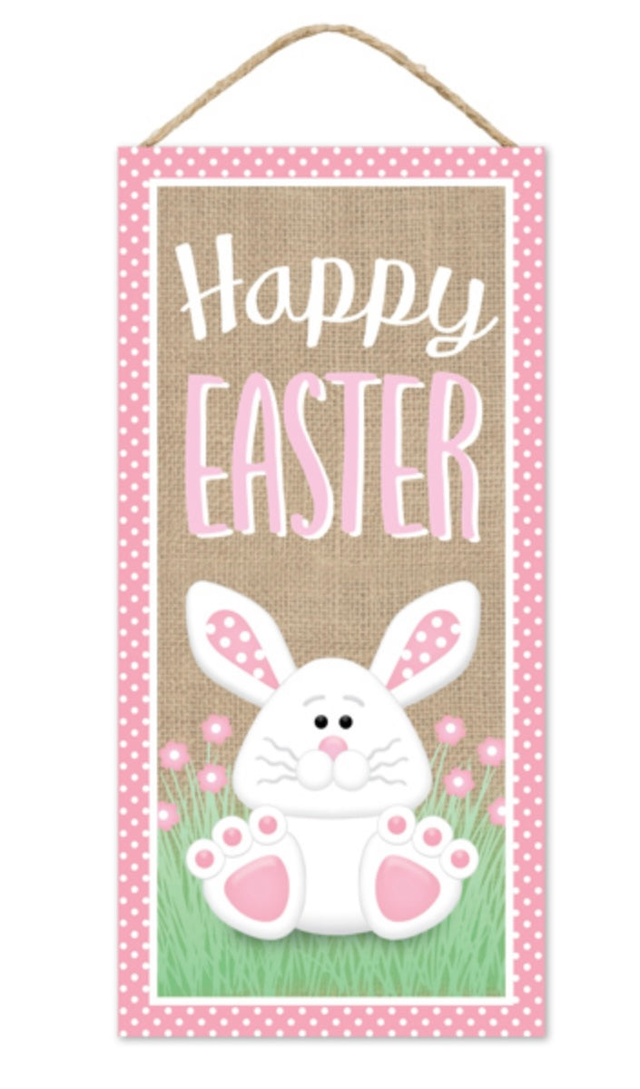 12.5 Inch x 6 Inch Happy Easter Bunny MDF Sign