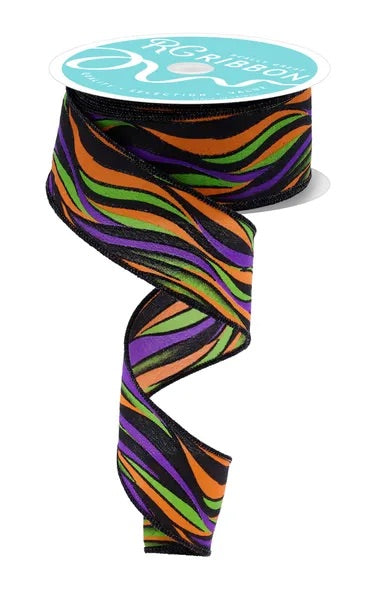 Wired Halloween Wavy Lines Ribbon- 1.5”x10 Yards