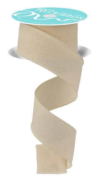 Wired Solid Cream Royal Burlap Ribbon-1.5”x10 Yards