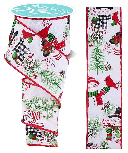 Wired Winter Snowmen Ribbon-2.5”x10 Yards