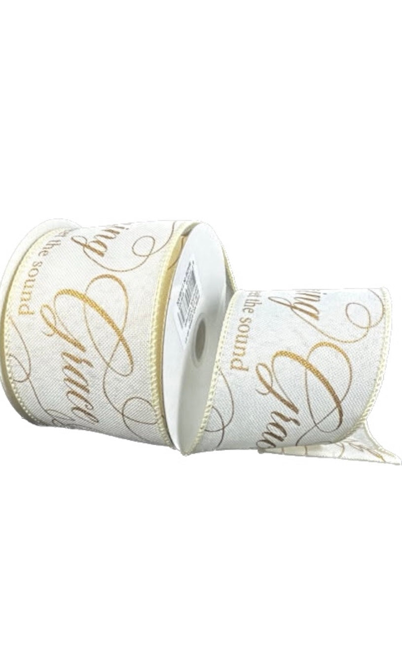 Wired White and Gold Amazing Grace Religious Ribbon-2.5”x10 Yards