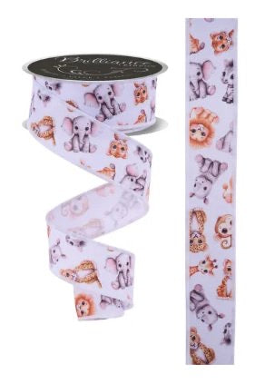 Wired Baby Animals Ribbon- 1.5”x10 Yards