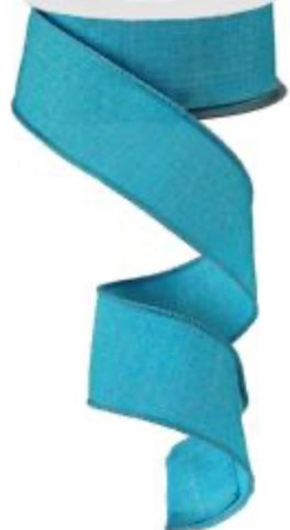 50 Yards - 1.5” Wired Turquoise Linen Ribbon